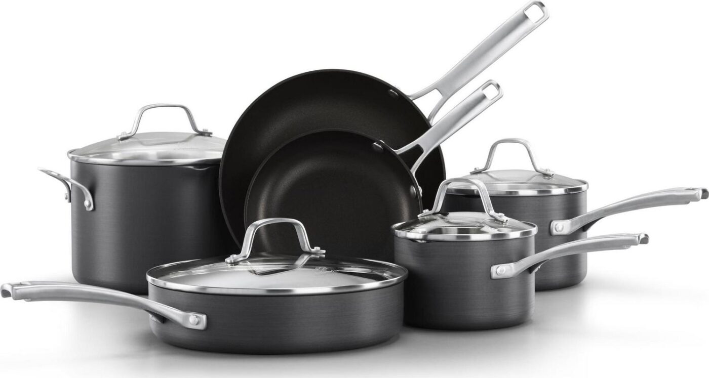 Calphalon 10-Piece Nonstick Kitchen Cookware Set w/ Stay-Cool Handle, Gray - Image 2