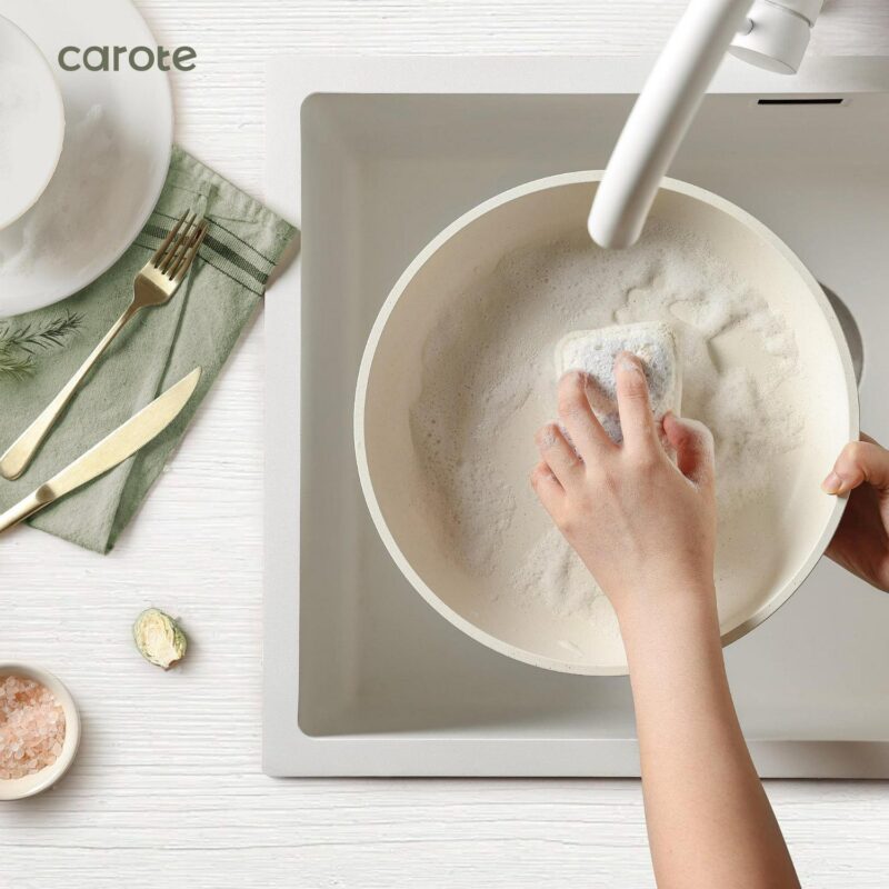 Carote Nonstick Cookware Sets, 17 Pcs Granite Non Stick Pots and Pans Set with Removable Handle - Image 4