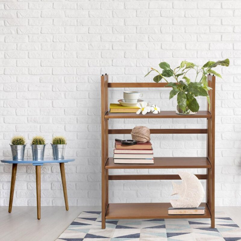 Casual Home 3-Shelf Folding Stackable Bookcase 27.5  Wide-Finish:Black - Image 8