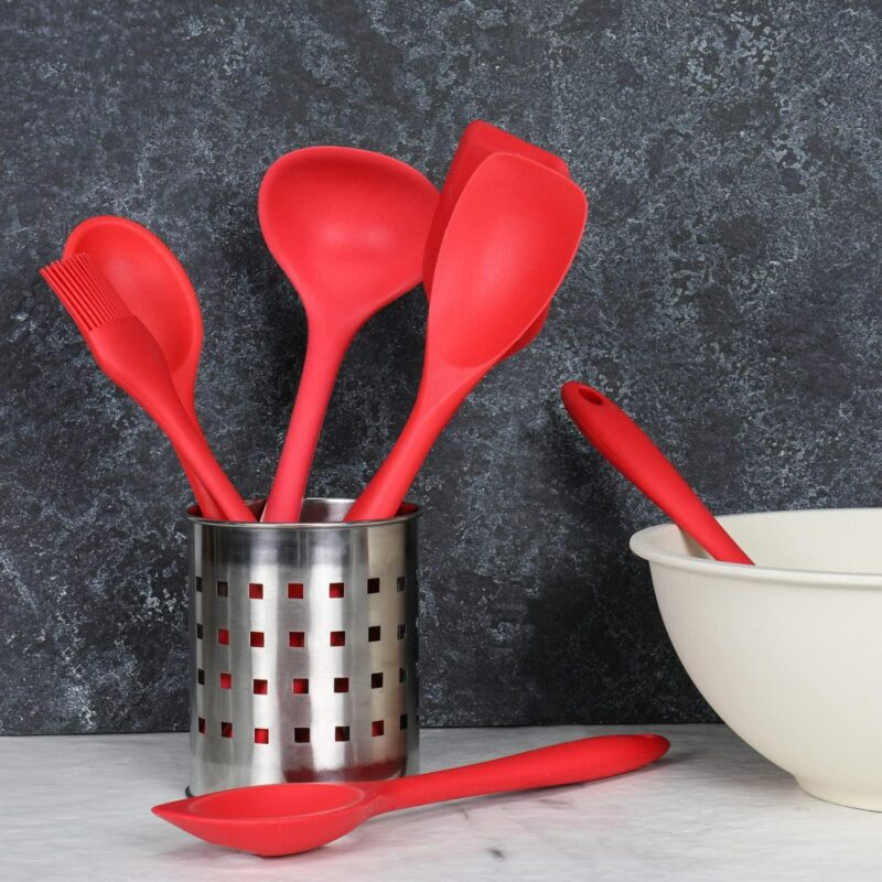 Chef Craft Premium Silicone Kitchen Tool and Utensil Set, 5 Piece, Red - Image 3
