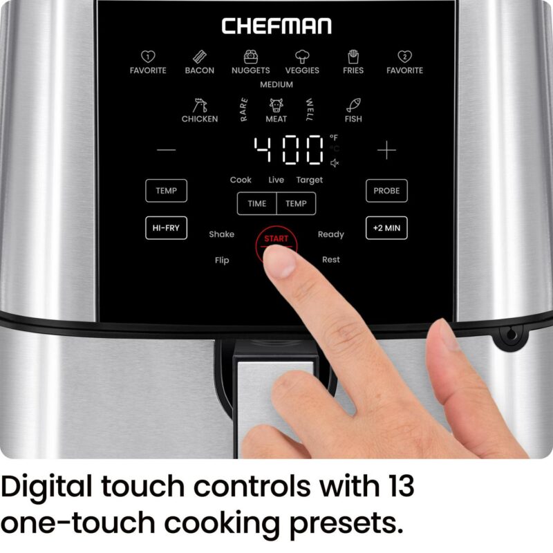 Chefman ExacTemp 5 Qt. Digital Air Fryer with Temperature Probe - Stainless Steel, New - Image 4