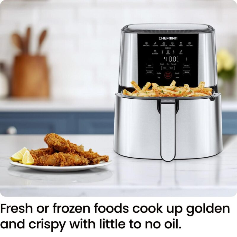 Chefman ExacTemp 5 Qt. Digital Air Fryer with Temperature Probe - Stainless Steel, New - Image 2