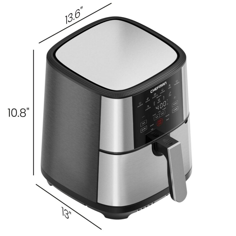 Chefman ExacTemp 5 Qt. Digital Air Fryer with Temperature Probe - Stainless Steel, New - Image 9