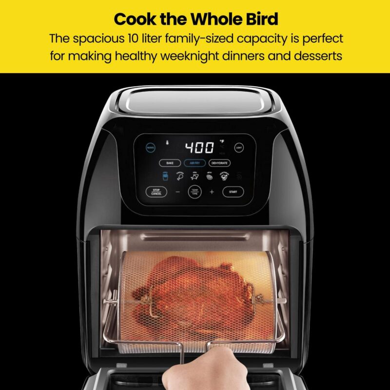 Chefman Multifunctional Digital 10 Qt. Air Fryer+ Rotisserie, Fry, Roast and Bake, 17 Presets - Black, New - Image 8