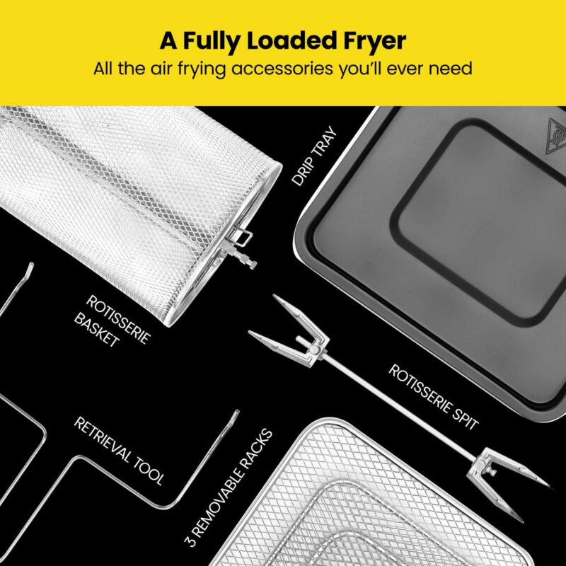 Chefman Multifunctional Digital 10 Qt. Air Fryer+ Rotisserie, Fry, Roast and Bake, 17 Presets - Black, New - Image 9