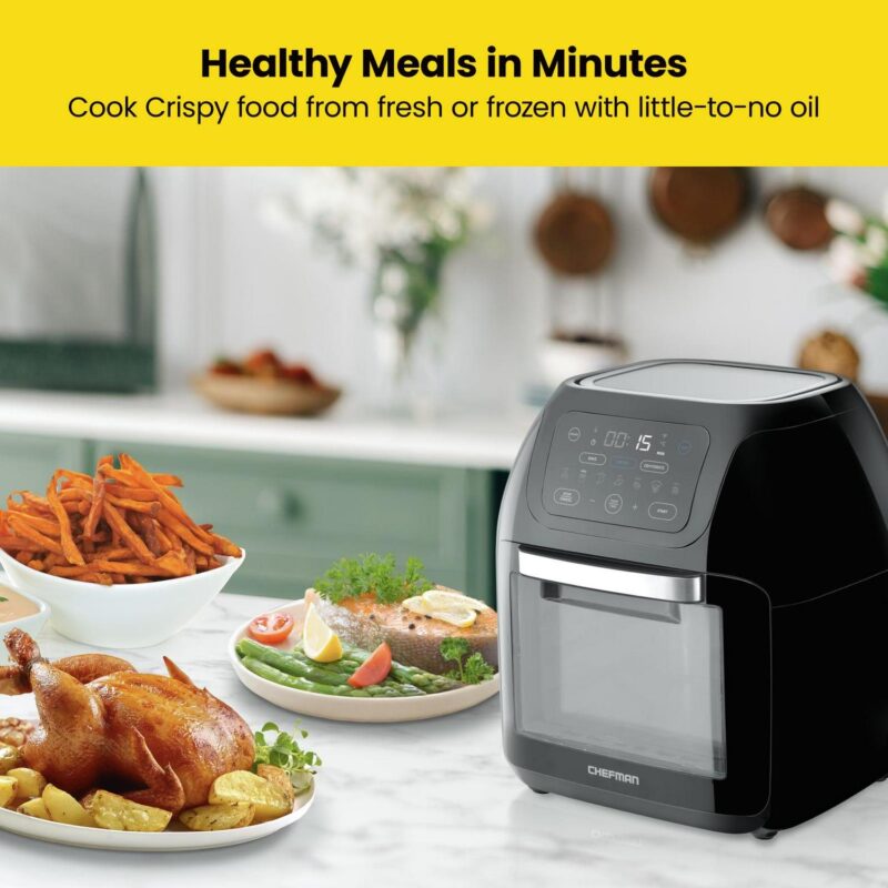 Chefman Multifunctional Digital 10 Qt. Air Fryer+ Rotisserie, Fry, Roast and Bake, 17 Presets - Black, New - Image 3