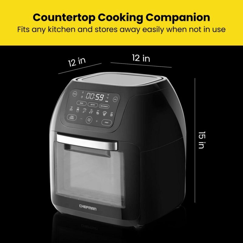 Chefman Multifunctional Digital 10 Qt. Air Fryer+ Rotisserie, Fry, Roast and Bake, 17 Presets - Black, New - Image 11