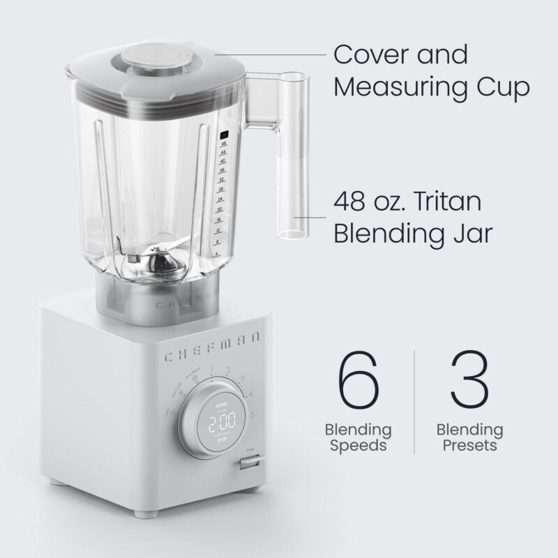 Chefman Obliterator 48 oz Power Blender with Ice Crush and Auto-Blend Technology, Travel Jar and Tamper/Scraper Tool Included - Concrete, New - Image 5