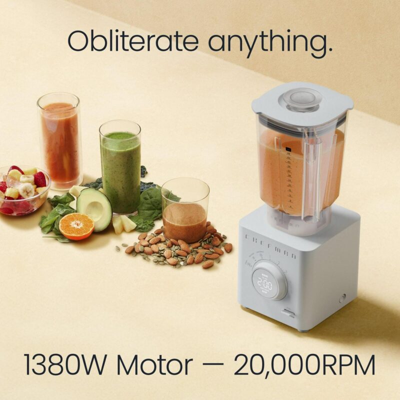Chefman Obliterator 48 oz Power Blender with Ice Crush and Auto-Blend Technology, Travel Jar and Tamper/Scraper Tool Included - Concrete, New - Image 2