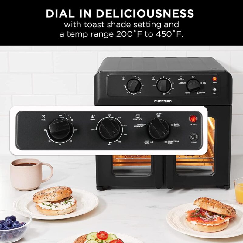 Chefman XL Air Fryer Oven w/ French Doors, 26 Qt Capacity, 5 Functions - Black, New - Image 5