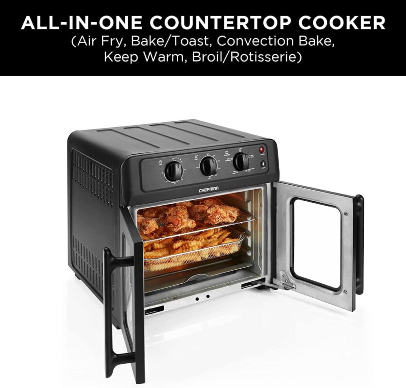 Chefman XL Air Fryer Oven w/ French Doors, 26 Qt Capacity, 5 Functions - Black, New - Image 2