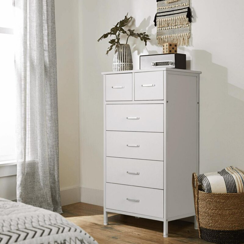 Chest of 6 Drawers, Drawer Dresser storage organizer for Bedroom, Living Room, Hallway, Nursery, Storage Cabinet Wooden Dresser with Steel Frame,White - Image 4