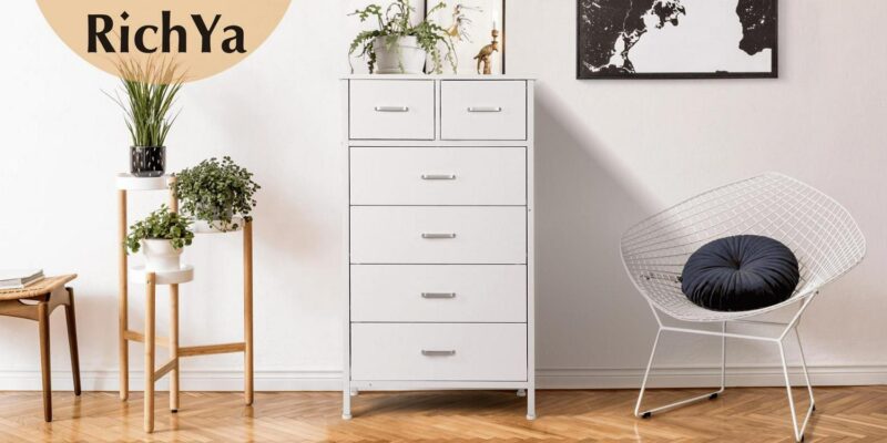 Chest of 6 Drawers, Drawer Dresser storage organizer for Bedroom, Living Room, Hallway, Nursery, Storage Cabinet Wooden Dresser with Steel Frame,White - Image 11