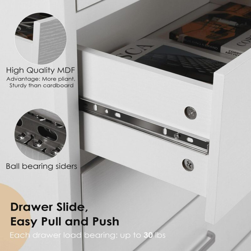 Chest of 6 Drawers, Drawer Dresser storage organizer for Bedroom, Living Room, Hallway, Nursery, Storage Cabinet Wooden Dresser with Steel Frame,White - Image 9