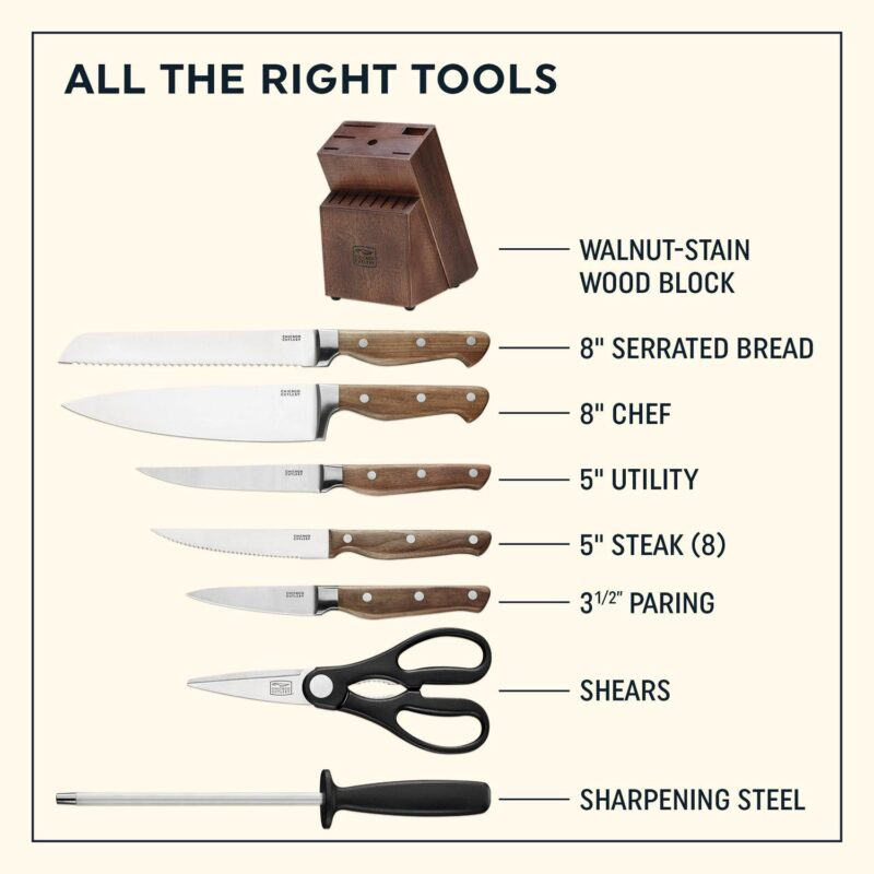 Chicago Cutlery Precision Cut 15-Piece Kitchen Knife Set with Wood Block, Kitchen Shears, and Sharpening Steel - Image 6