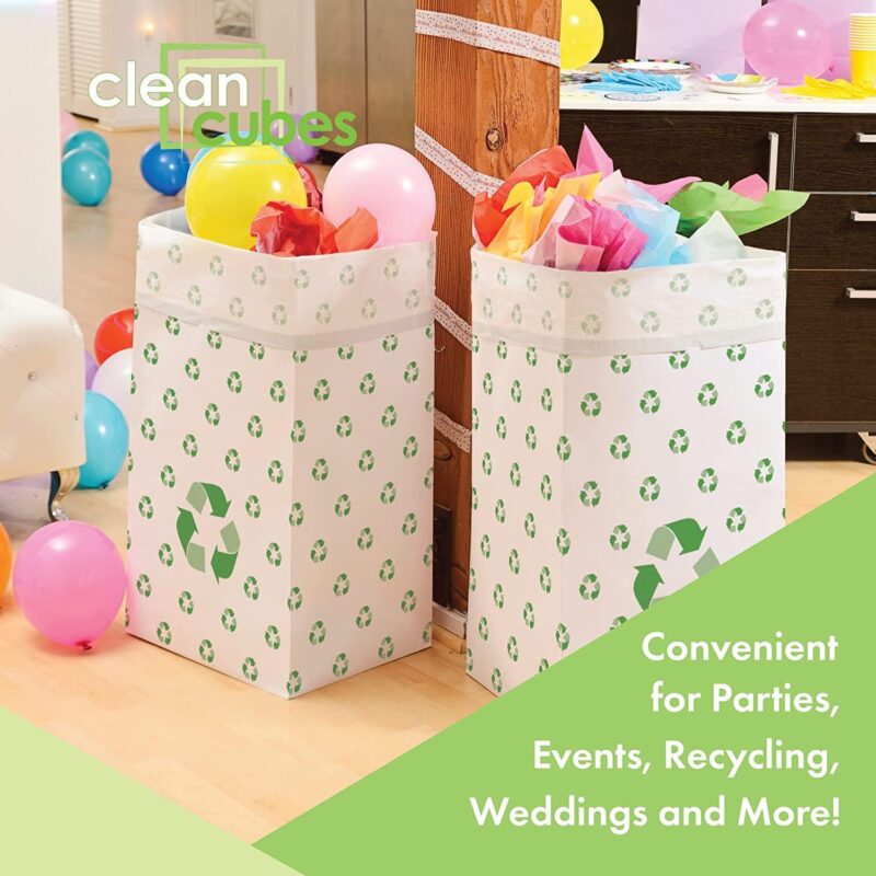 Clean Cubes 30 Gallon Disposable Trash Cans (3-Pack / Reusable / Recycle Pattern) - Image 4