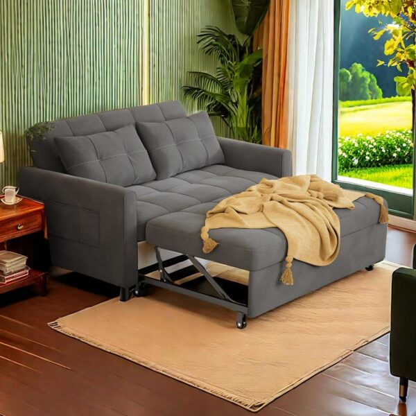 Convertible Sofa Bed, 3 in 1 Sleeper Sofa for Living Room, Dark Gray