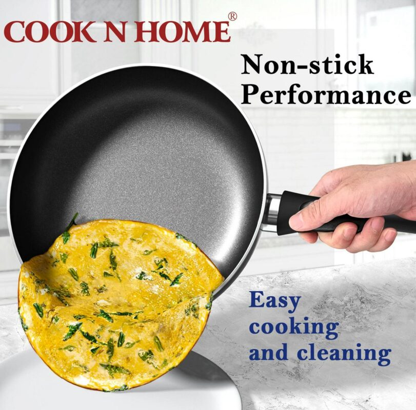 Cook N Home Pots and Pans Nonstick Cooking Set includes Saucepan Frying Pan Kitchen Cookware 15-Piece, Stay Cool Handle, Black - Image 4
