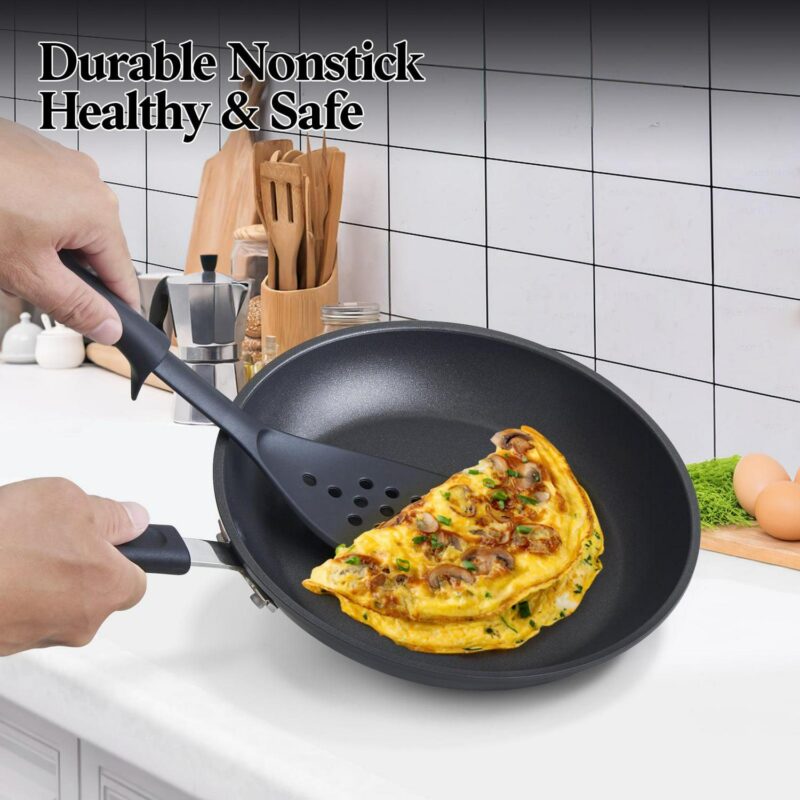 Cook N Home Pots and Pans Set Nonstick Professional Hard Anodized Cookware Sets 12-Piece, Dishwasher Safe with Stay-Cool Handles, Black - Image 11