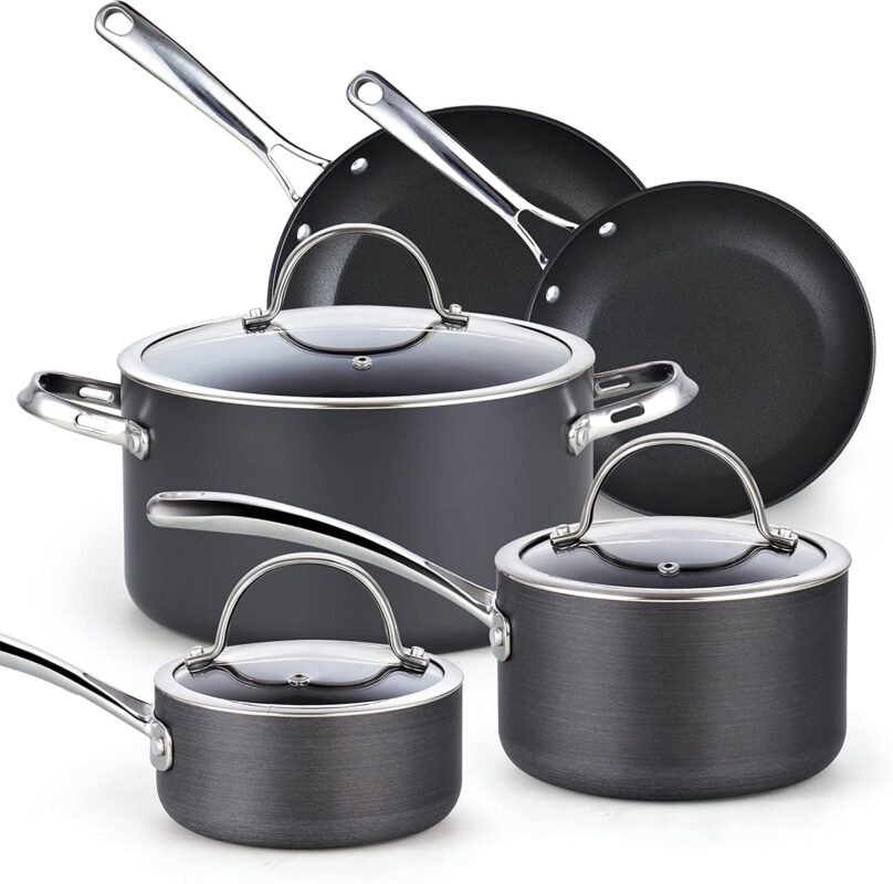 Cooks Standard 02709 Nonstick Hard Anodized Cookware Set, 8 Piece, Black