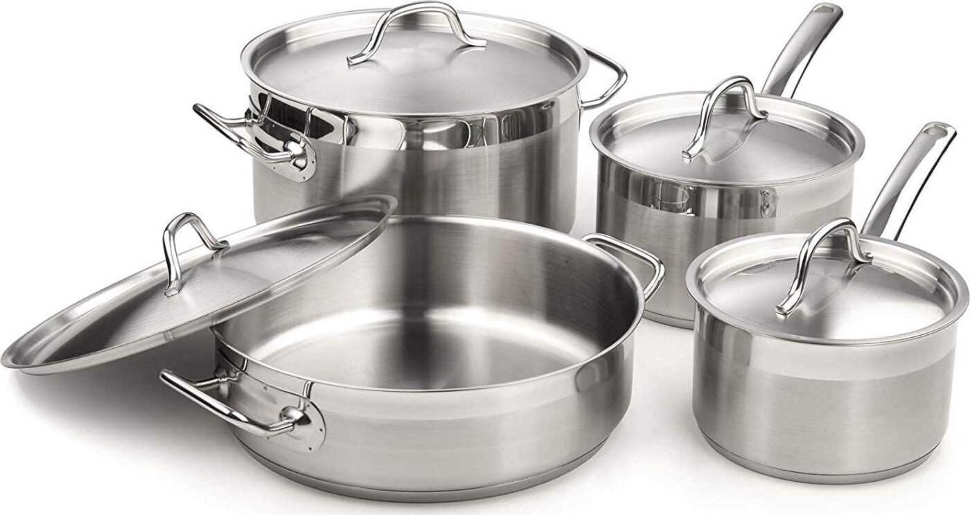 Cooks Standard Kitchen Cookware Sets Stainless Steel, Oven Safe Professional Pots and Pans Include Saucepan, SautA(C) Pan, Stockpot with Lids, 8-Piece, Silver - Image 8