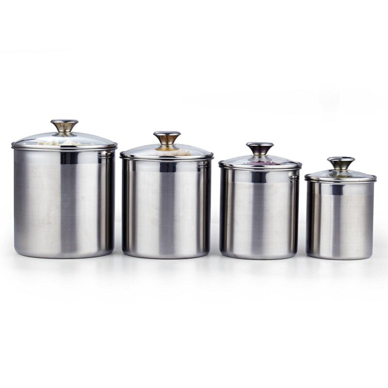 Cooks Standard Stainless Steel Food Jar Storage Canister Set Large 4-Piece, 1.6qt/2.5qt/3.5qt /5qt Airtight Containers with Glass Lid for Tea Coffee Sugar Flour Pantry Kitchen Counter - Image 12