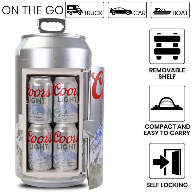 Coors Light 8 Can AC/DC Personal Mini Cooler Portable Mini Fridge Refrigerator - Image 5
