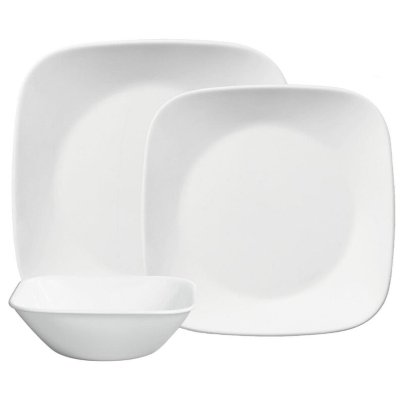 CorelleA - Classic, Pure White Square 12-Piece Dinnerware Set - Image 5