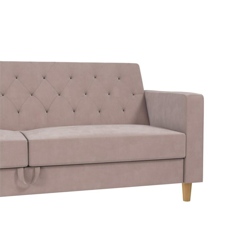 CosmoLiving Liberty Futon with Storage, Blush Velvet - Image 28