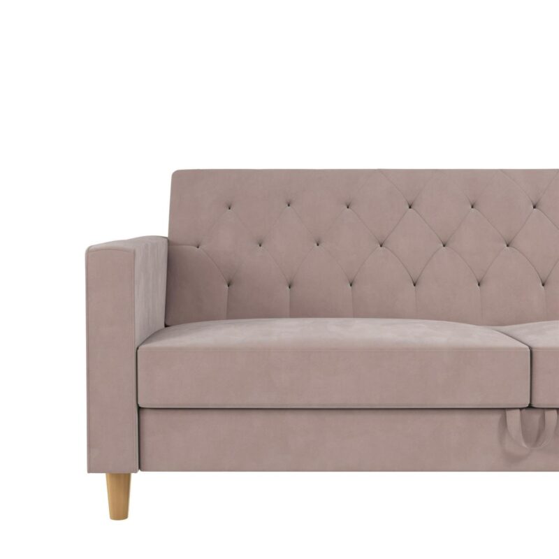CosmoLiving Liberty Futon with Storage, Blush Velvet - Image 26