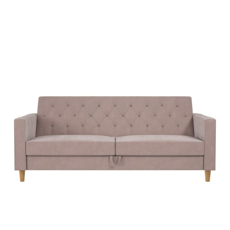 CosmoLiving Liberty Futon with Storage, Blush Velvet - Image 3