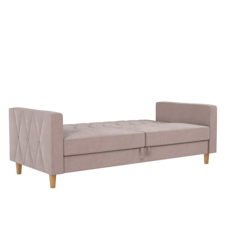 CosmoLiving Liberty Futon with Storage, Blush Velvet - Image 16