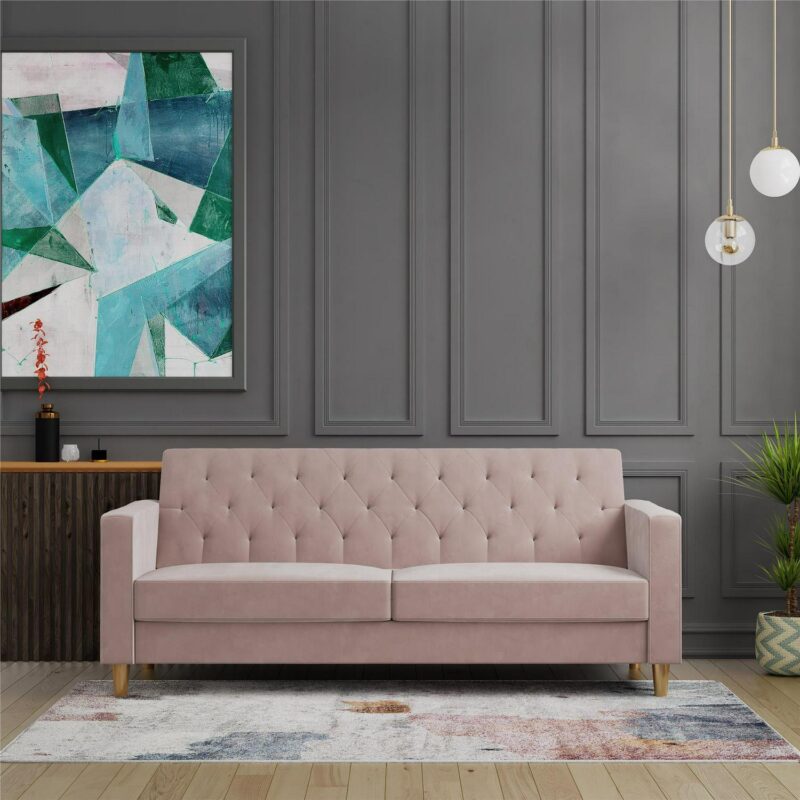 CosmoLiving Liberty Futon with Storage, Blush Velvet - Image 2