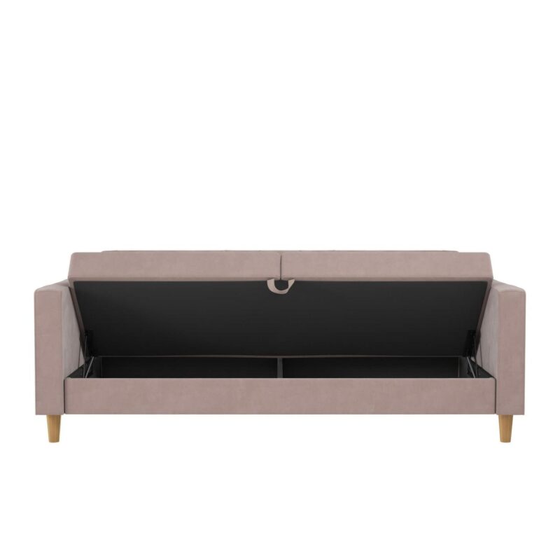 CosmoLiving Liberty Futon with Storage, Blush Velvet - Image 22