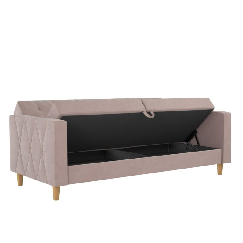 CosmoLiving Liberty Futon with Storage, Blush Velvet - Image 15