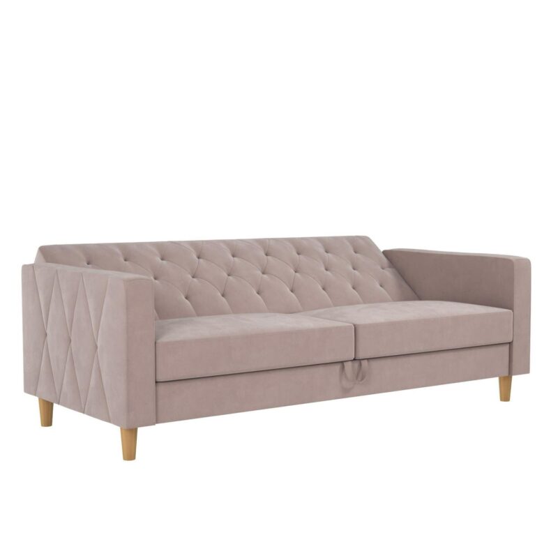 CosmoLiving Liberty Futon with Storage, Blush Velvet - Image 17