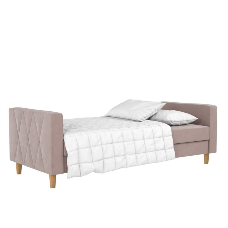 CosmoLiving Liberty Futon with Storage, Blush Velvet - Image 19