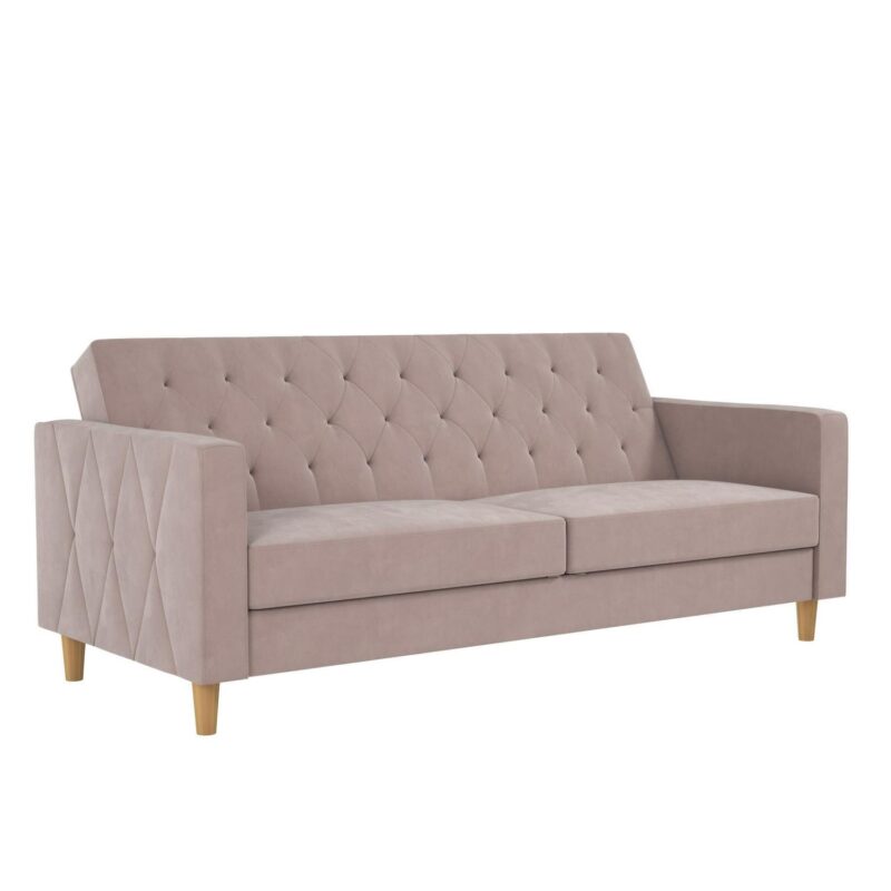 CosmoLiving Liberty Futon with Storage, Blush Velvet - Image 21