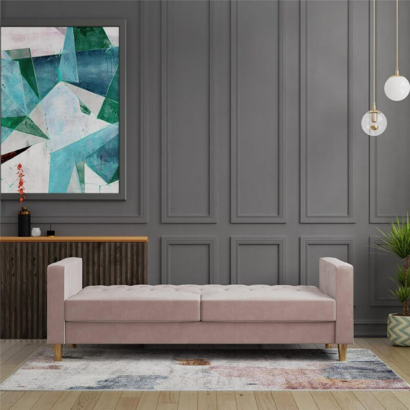 CosmoLiving Liberty Futon with Storage, Blush Velvet - Image 7