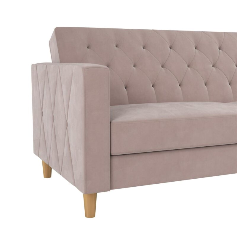 CosmoLiving Liberty Futon with Storage, Blush Velvet - Image 27