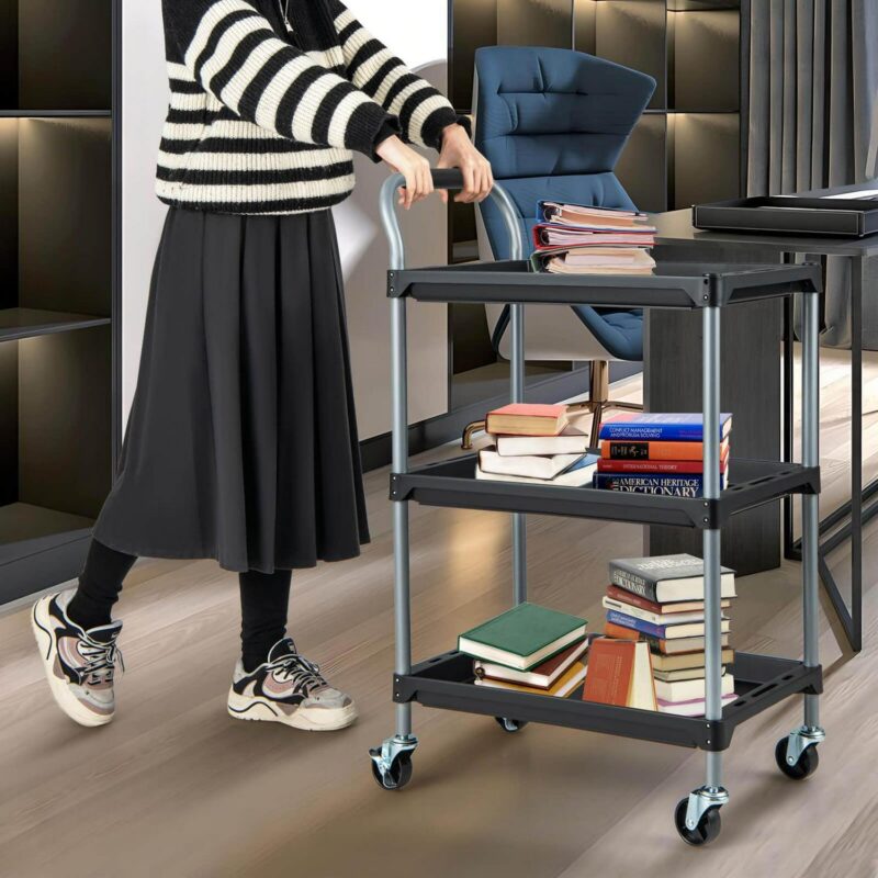 Costway 3 Layer Utility Rolling Tool Cart with Lockable Universal Wheels Ergonomic Handle - Image 2