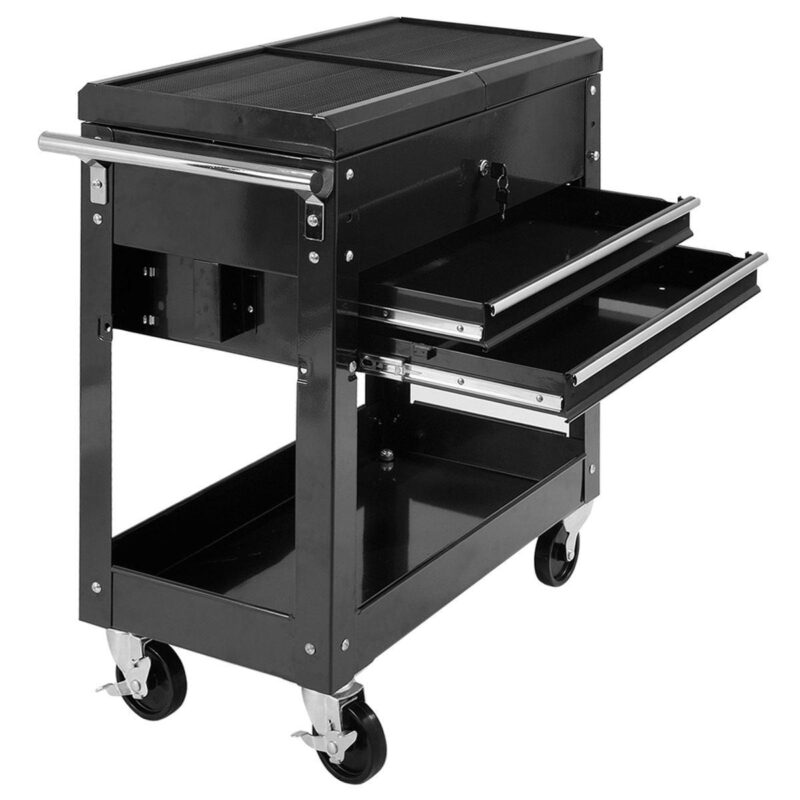 Costway Rolling Mechanics Tool Cart Slide Top Utility Storage Cabinet Organizer 2 Drawer - Image 4