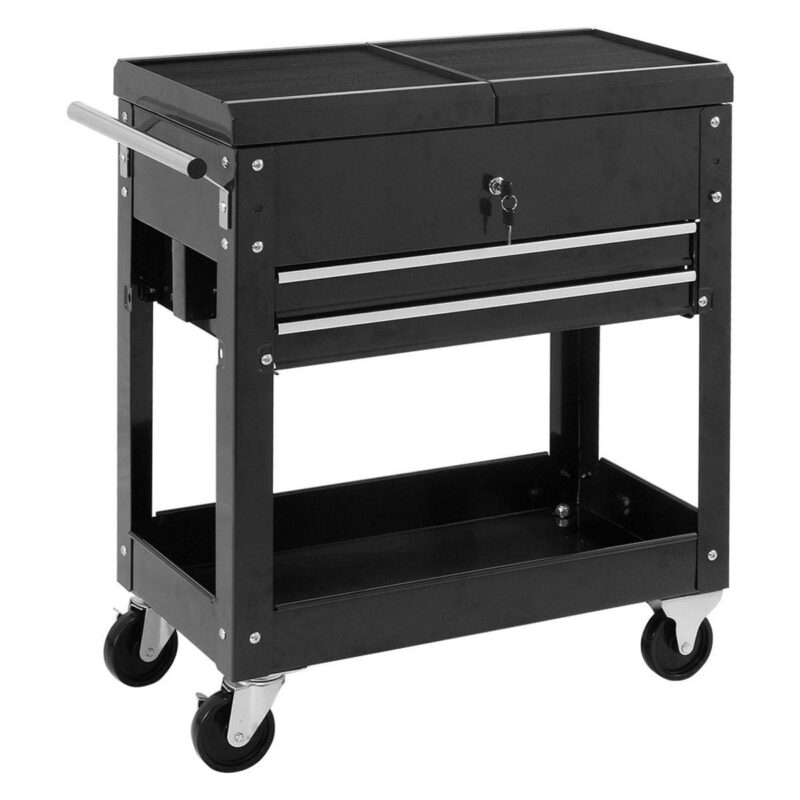 Costway Rolling Mechanics Tool Cart Slide Top Utility Storage Cabinet Organizer 2 Drawer - Image 3