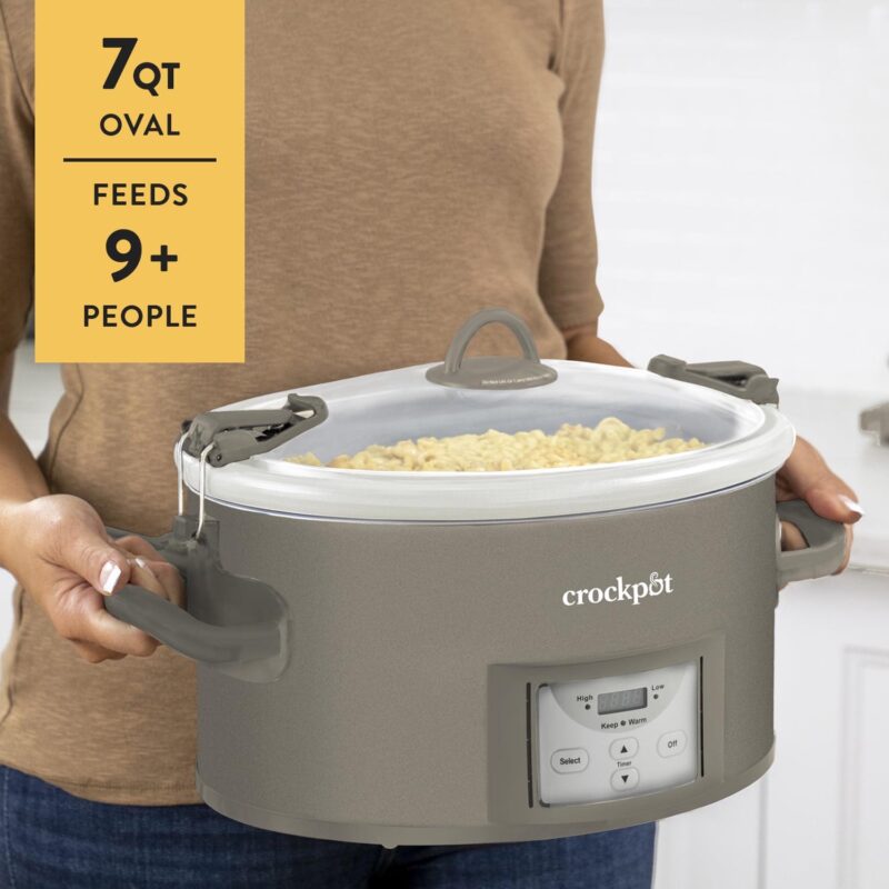 Crock-Pot 7-Quart Cook and Carry Programmable Slow Cooker, Grey - Image 3