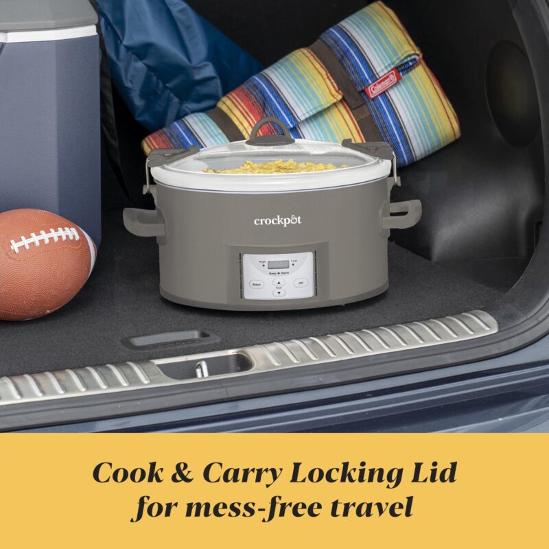 Crock-Pot 7-Quart Cook and Carry Programmable Slow Cooker, Grey - Image 4