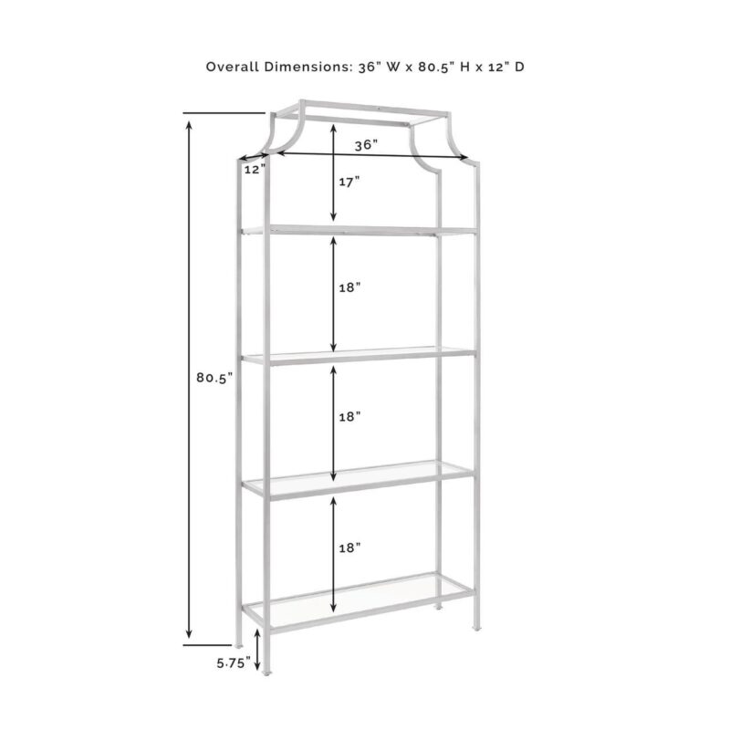 Crosley Furniture Aimee Bookshelf with Glass Shelves, Bookcase Storage - Image 7