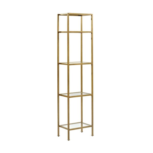 Crosley Furniture Aimee 4 Shelf Narrow Glass/Metal Etagere in Antique Gold