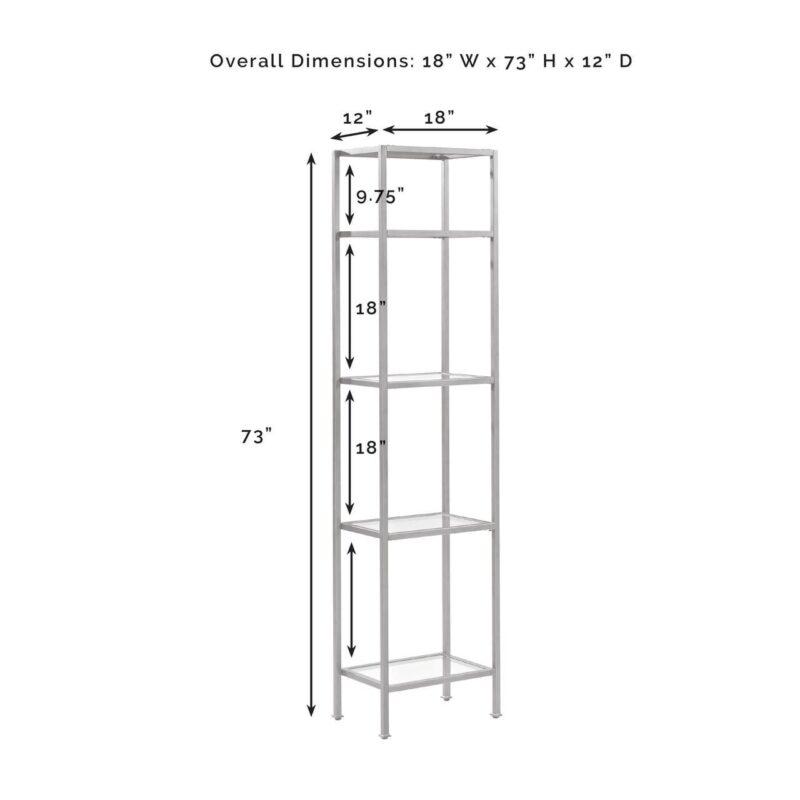 Crosley Furniture Aimee 4 Shelf Narrow Glass/Metal Etagere in Antique Gold - Image 10