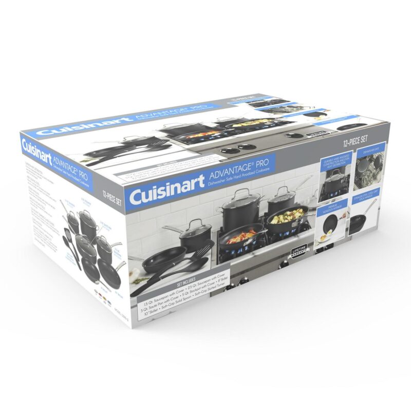 Cuisinart AdvantageA Pro Dishwasher Safe Hard Anodized Cookware 12-Piece Set, DS92-12 - Image 7