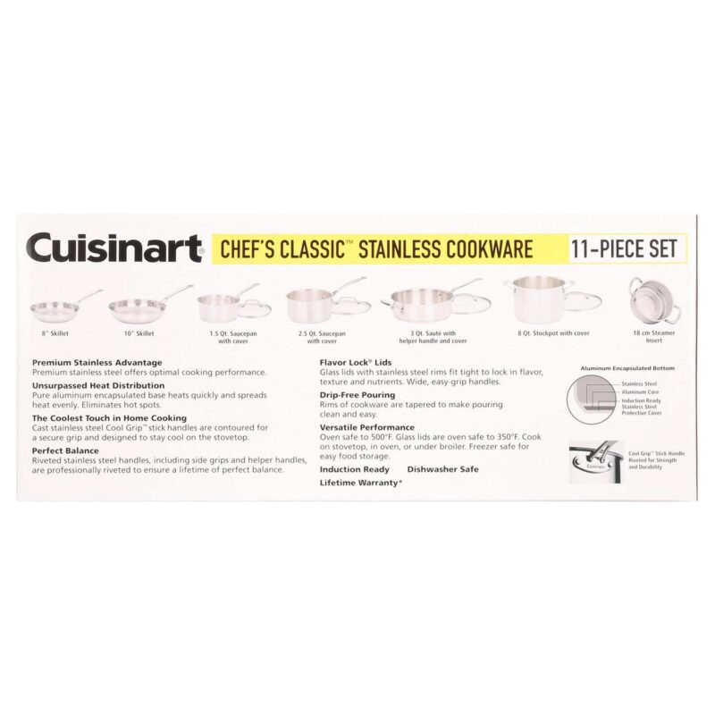 Cuisinart Chef's Classic Stainless Cookware 11 Piece Set, 77-11G - Image 9